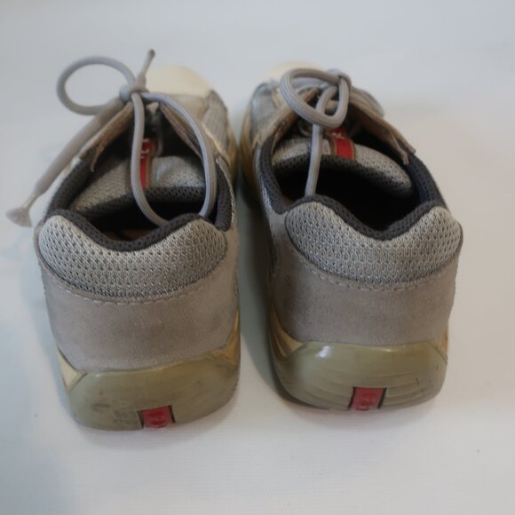 Prada 3163 Americas Cup Mixed Media Leather Low Top Lace-Up Sneaker 37.5 US/7.5 - Picture 11 of 16